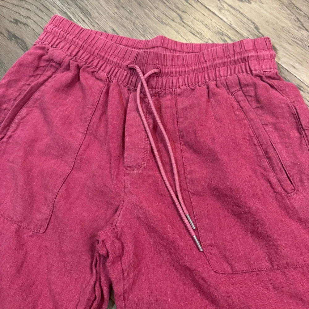 Athleta 100% Linen Pants Womens 4P Petite Wide Leg Drawstring Pockets - Picture 4 of 10